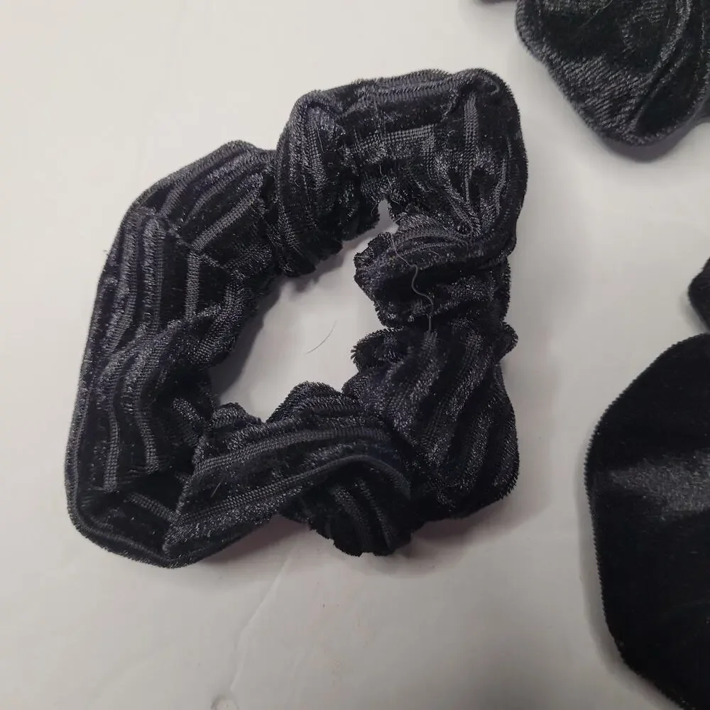 Three Pack Black Hair Scrunchies - Stylish & Gentle Hair Ties